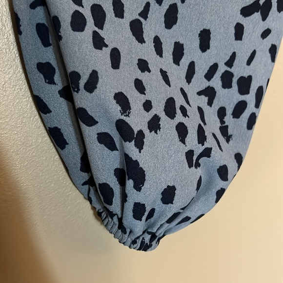 Boho Long-sleeved Maxi Dress- blue leopard print - Picture 11 of 11